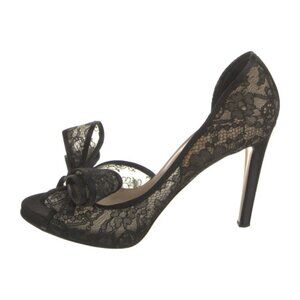 Pre-Owned Valentino Bow Lace D'Orsay Pumps Women's Size: 7.5 IT 37.5